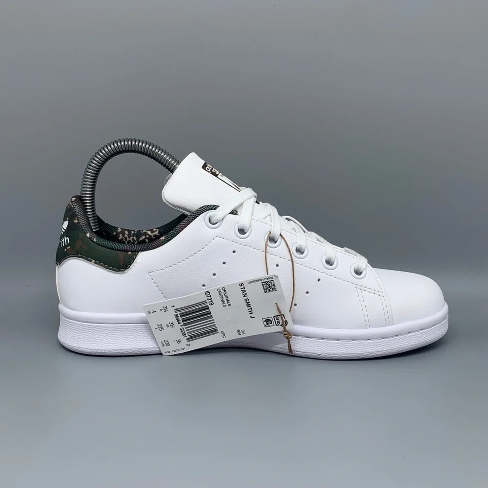 Adidas Stan Smith J ID7219 White Camo Shoes Youth Sz 4‎ EU 36